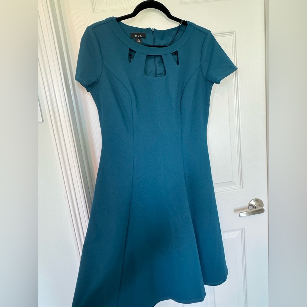 Alyx Teal Mini Dress with Cutout Neckline